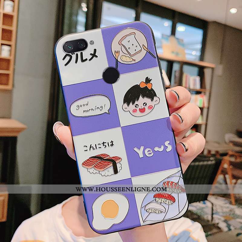 Étui Xiaomi Mi 8 Lite Gaufrage Charmant Tout Compris Coque Protection Légère Couvercle Arrière Viole