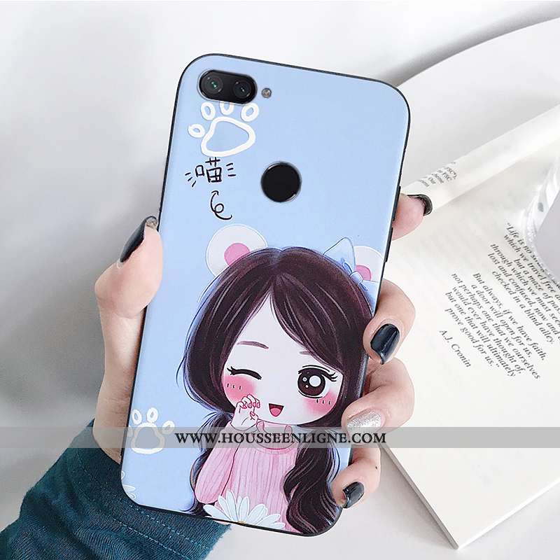Étui Xiaomi Mi 8 Lite Gaufrage Charmant Tout Compris Coque Protection Légère Couvercle Arrière Viole