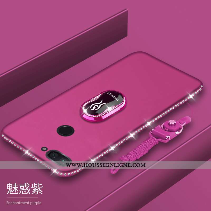 Étui Xiaomi Mi 8 Lite Luxe Strass Ornements Suspendus Téléphone Portable Silicone Incassable Violet