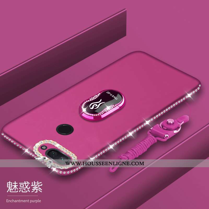 Étui Xiaomi Mi 8 Lite Luxe Strass Ornements Suspendus Téléphone Portable Silicone Incassable Violet