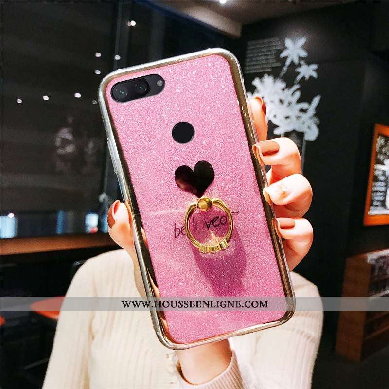 Étui Xiaomi Mi 8 Lite Protection Tendance Anneau Rose Tout Compris Coque Simple Jaune