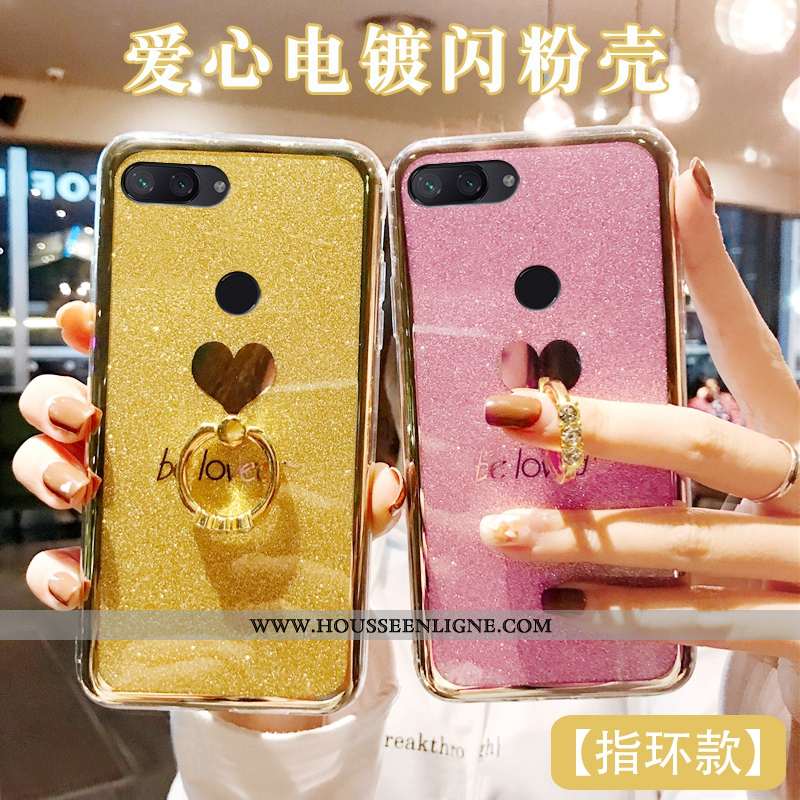 Étui Xiaomi Mi 8 Lite Protection Tendance Anneau Rose Tout Compris Coque Simple Jaune