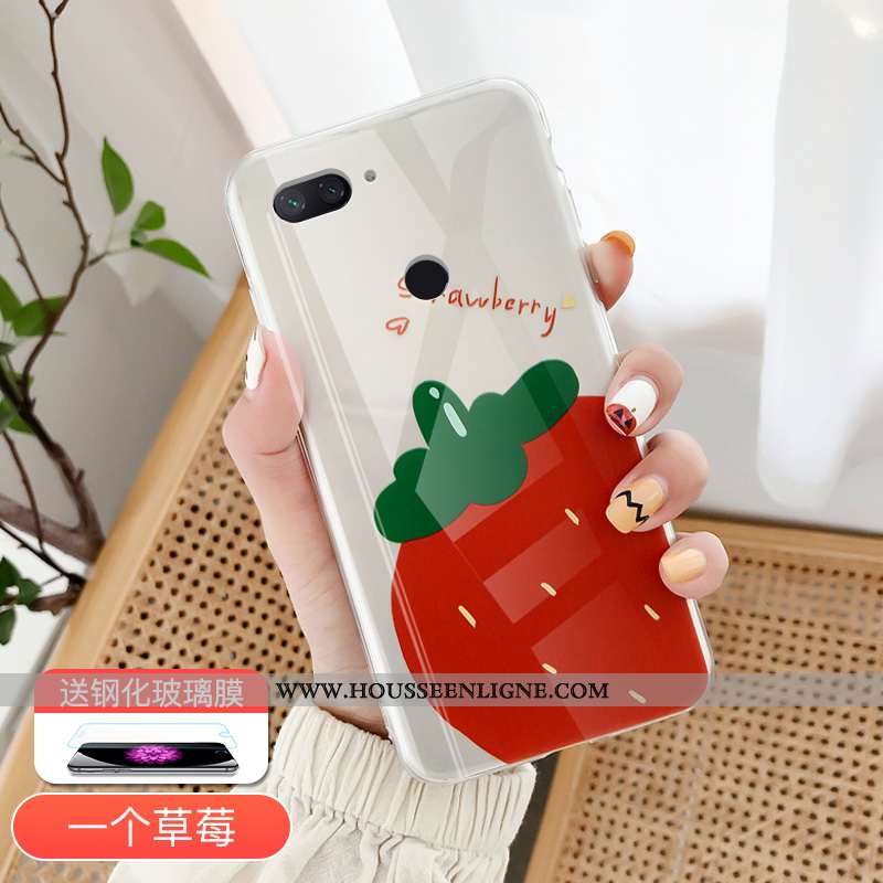 Étui Xiaomi Mi 8 Lite Protection Transparent Petit Rose Fruit Amoureux
