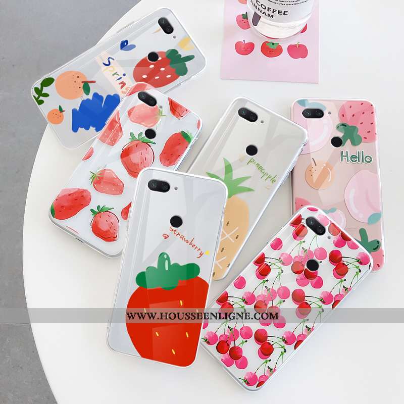 Étui Xiaomi Mi 8 Lite Protection Transparent Petit Rose Fruit Amoureux