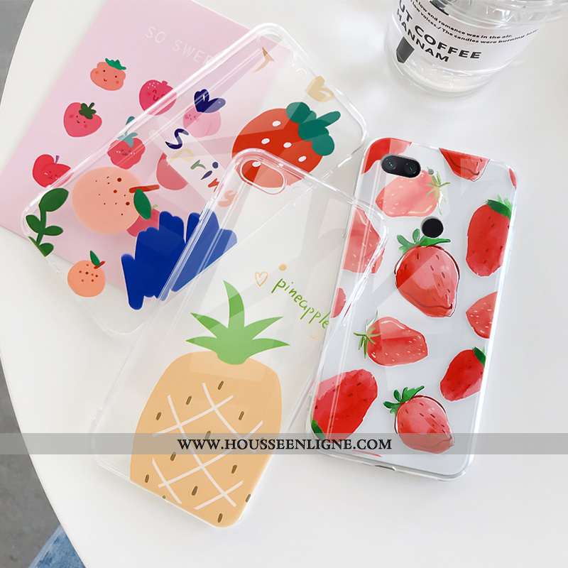 Étui Xiaomi Mi 8 Lite Protection Transparent Petit Rose Fruit Amoureux