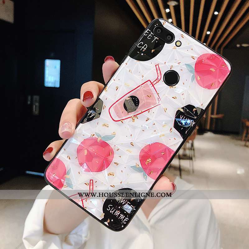 Étui Xiaomi Mi 8 Lite Protection Verre Petit Personnalité Membrane Bleu Tempérer Rose