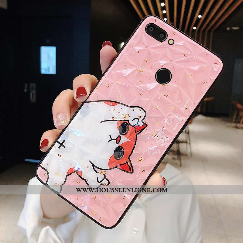 Étui Xiaomi Mi 8 Lite Protection Verre Petit Personnalité Membrane Bleu Tempérer Rose
