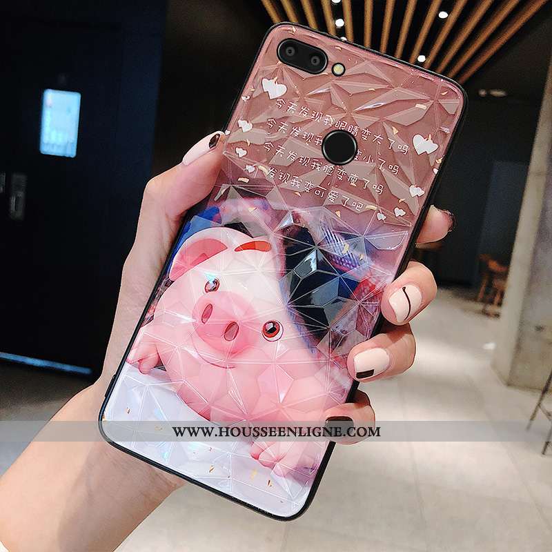 Étui Xiaomi Mi 8 Lite Protection Verre Petit Personnalité Membrane Bleu Tempérer Rose