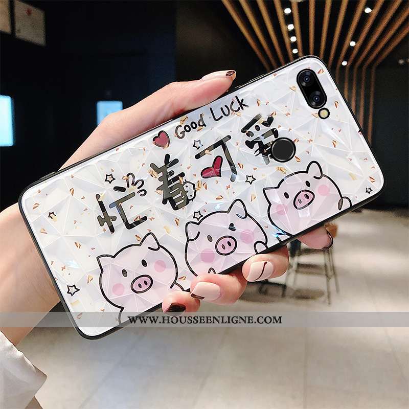 Étui Xiaomi Mi 8 Lite Protection Verre Petit Personnalité Membrane Bleu Tempérer Rose