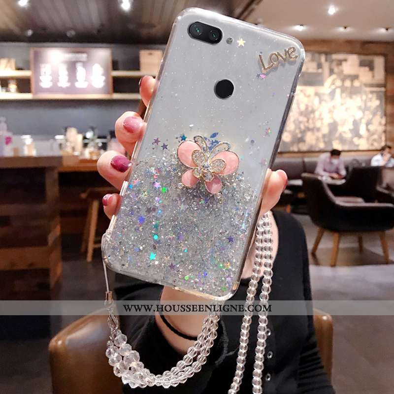 Étui Xiaomi Mi 8 Lite Silicone Incruster Strass Jeunesse Argent Petit Téléphone Portable Nouveau
