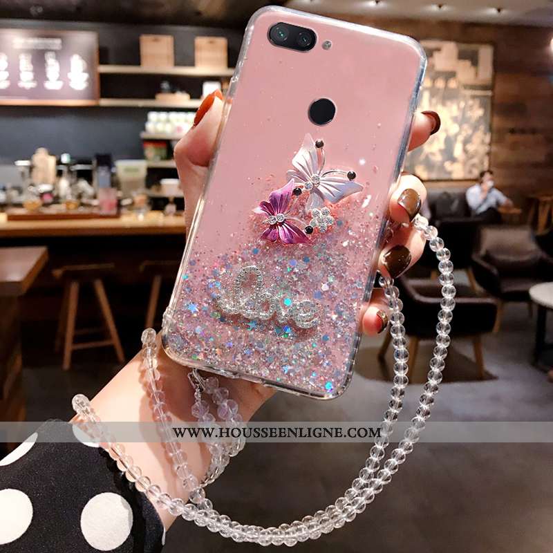 Étui Xiaomi Mi 8 Lite Silicone Incruster Strass Jeunesse Argent Petit Téléphone Portable Nouveau