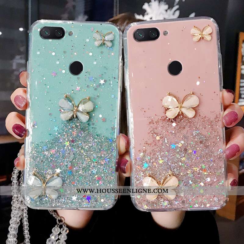 Étui Xiaomi Mi 8 Lite Silicone Incruster Strass Jeunesse Argent Petit Téléphone Portable Nouveau