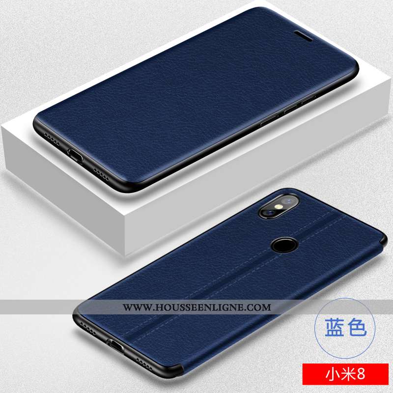 Étui Xiaomi Mi 8 Légère Cuir Téléphone Portable Créatif Modèle Fleurie Petit Tout Compris Bleu