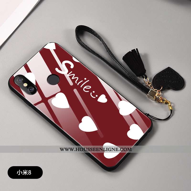 Étui Xiaomi Mi 8 Modèle Fleurie Silicone Amour Incassable Amoureux Ornements Suspendus Difficile Rou