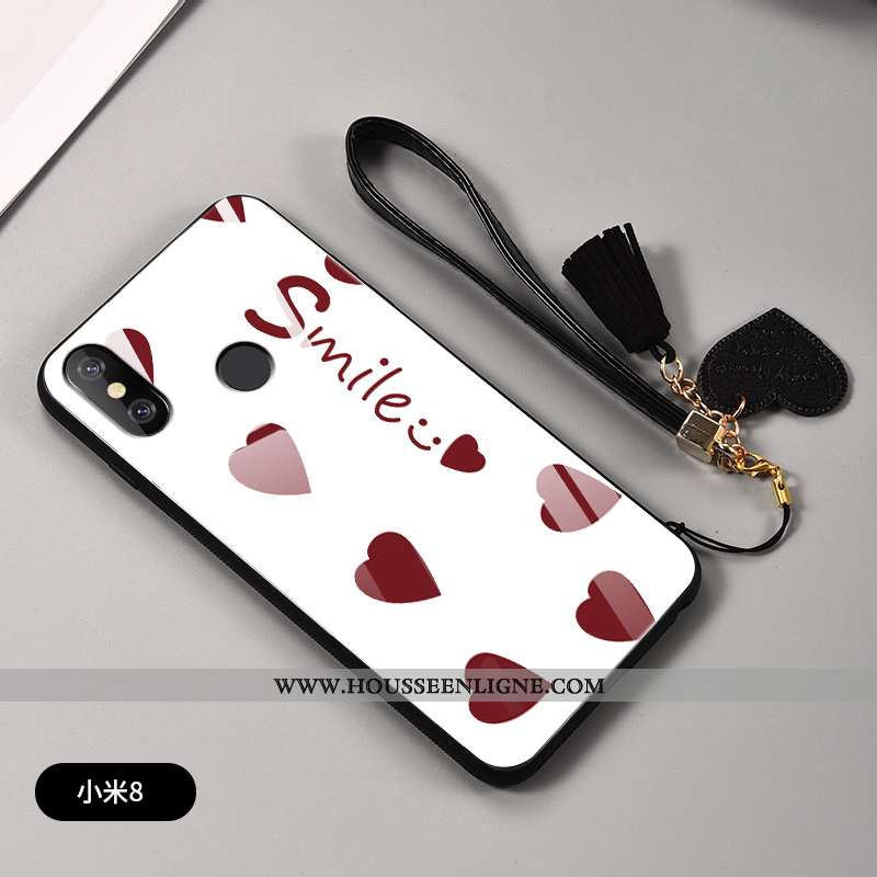 Étui Xiaomi Mi 8 Modèle Fleurie Silicone Amour Incassable Amoureux Ornements Suspendus Difficile Rou