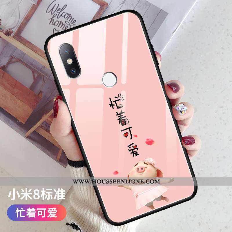 Étui Xiaomi Mi 8 Personnalité Créatif Légère Protection Amoureux Verre Téléphone Portable Verte