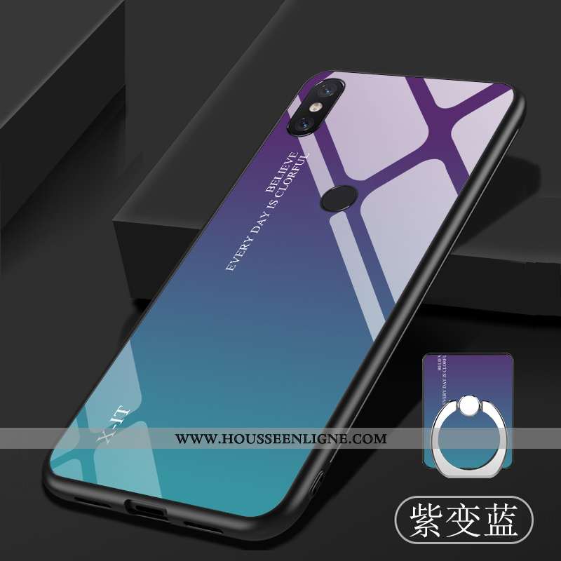 Étui Xiaomi Mi 8 Pro Modèle Fleurie Fluide Doux Bleu Personnalisé Verre Dégradé Protection