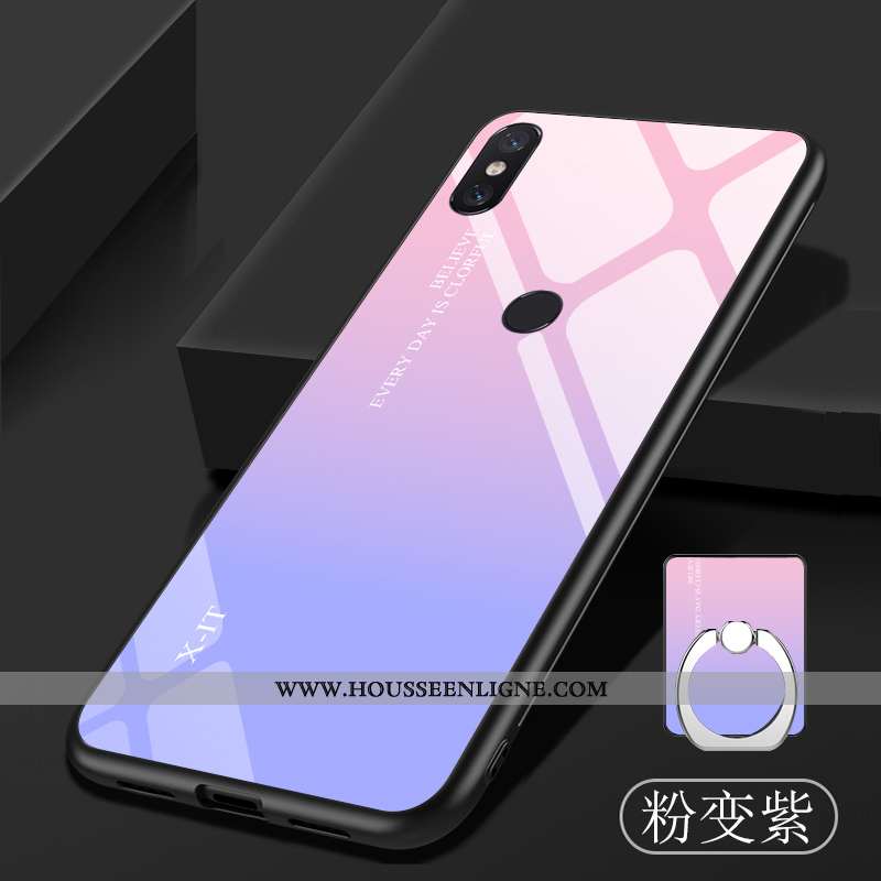 Étui Xiaomi Mi 8 Pro Modèle Fleurie Fluide Doux Bleu Personnalisé Verre Dégradé Protection