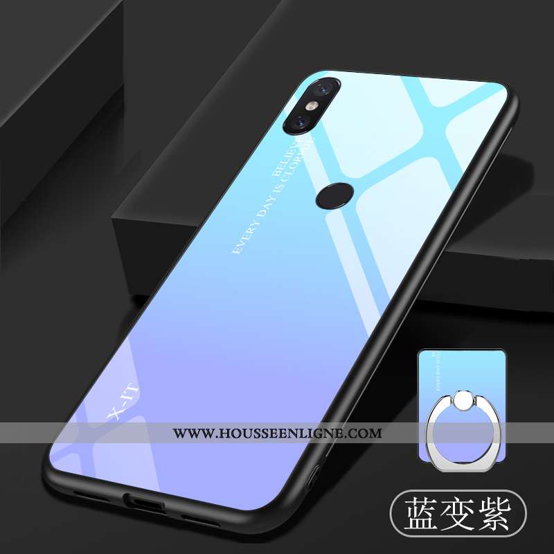 Étui Xiaomi Mi 8 Pro Modèle Fleurie Fluide Doux Bleu Personnalisé Verre Dégradé Protection