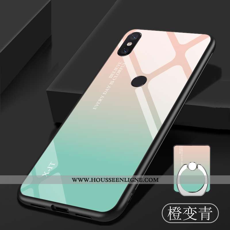 Étui Xiaomi Mi 8 Pro Modèle Fleurie Fluide Doux Bleu Personnalisé Verre Dégradé Protection