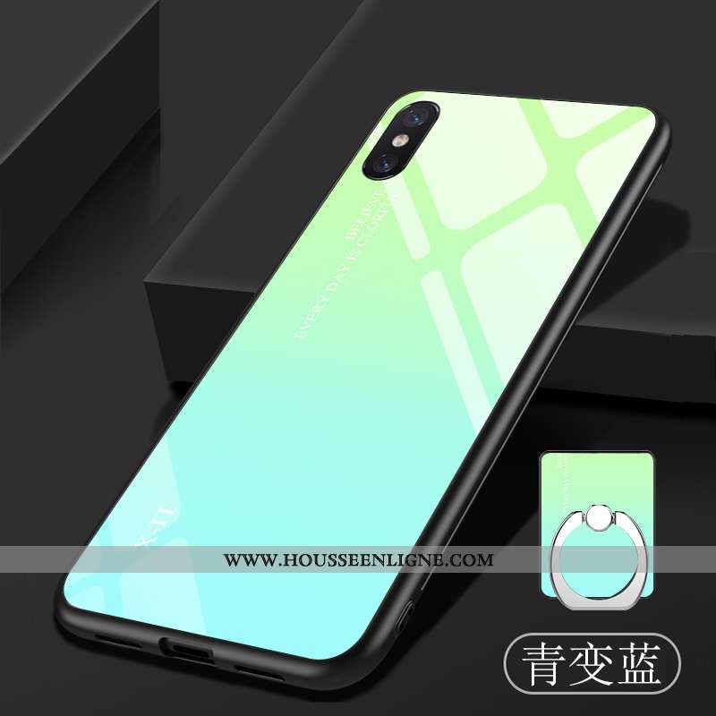 Étui Xiaomi Mi 8 Pro Modèle Fleurie Fluide Doux Bleu Personnalisé Verre Dégradé Protection