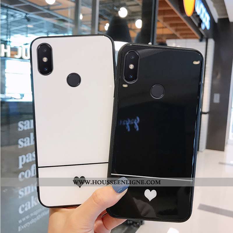 Étui Xiaomi Mi 8 Pro Verre Transparent Téléphone Portable Noir Simple Jeunesse
