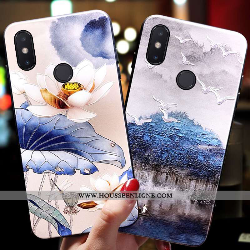 Étui Xiaomi Mi 8 Protection Ornements Suspendus Tendance Coque Tout Compris Petit Silicone Bleu
