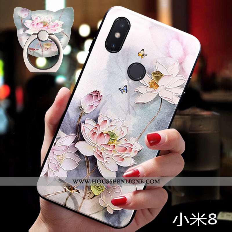 Étui Xiaomi Mi 8 Protection Ornements Suspendus Tendance Coque Tout Compris Petit Silicone Bleu