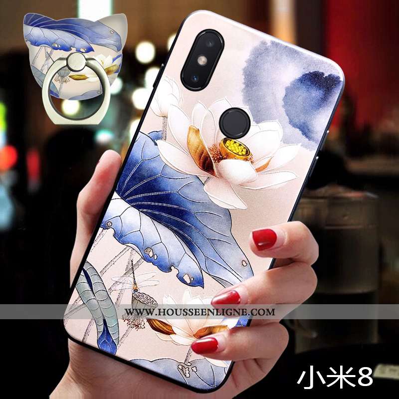 Étui Xiaomi Mi 8 Protection Ornements Suspendus Tendance Coque Tout Compris Petit Silicone Bleu