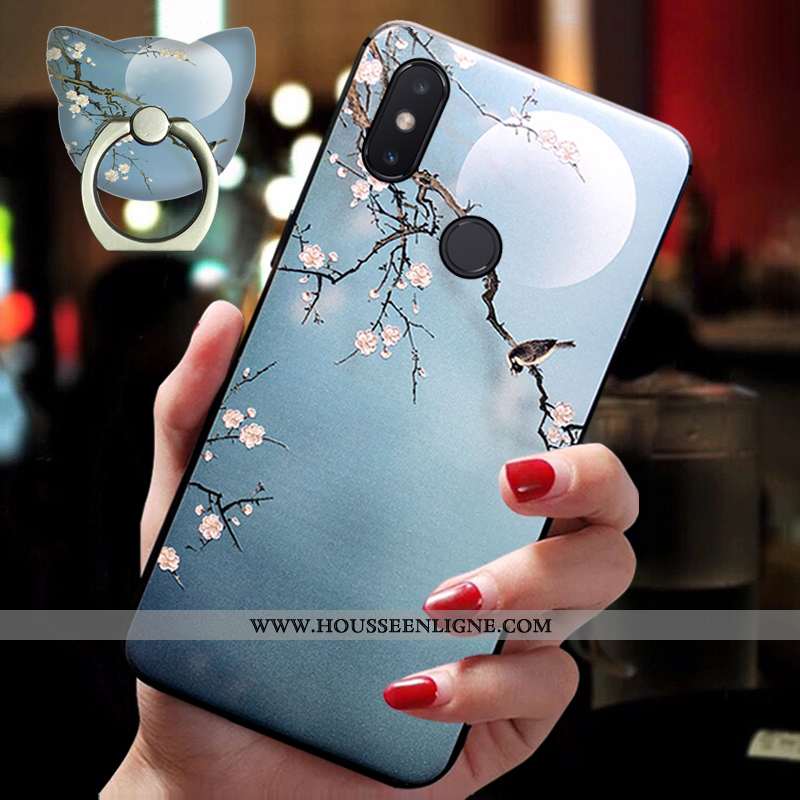 Étui Xiaomi Mi 8 Protection Ornements Suspendus Tendance Coque Tout Compris Petit Silicone Bleu