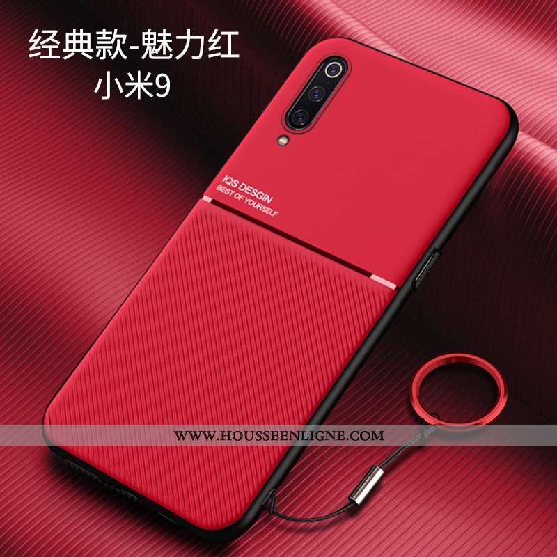 Étui Xiaomi Mi 9 Délavé En Daim Personnalité Rouge Ultra Simple Légères
