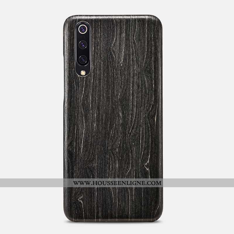 Étui Xiaomi Mi 9 En Bois Modèle Fleurie Jeunesse Marron Ornements Suspendus Fleur Coque