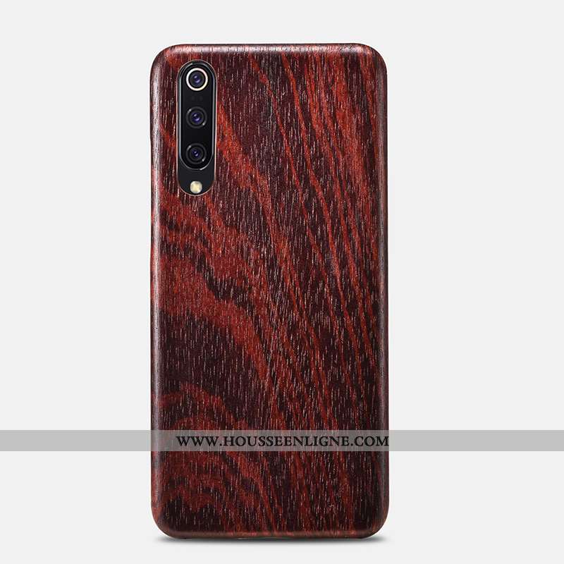 Étui Xiaomi Mi 9 En Bois Modèle Fleurie Jeunesse Marron Ornements Suspendus Fleur Coque
