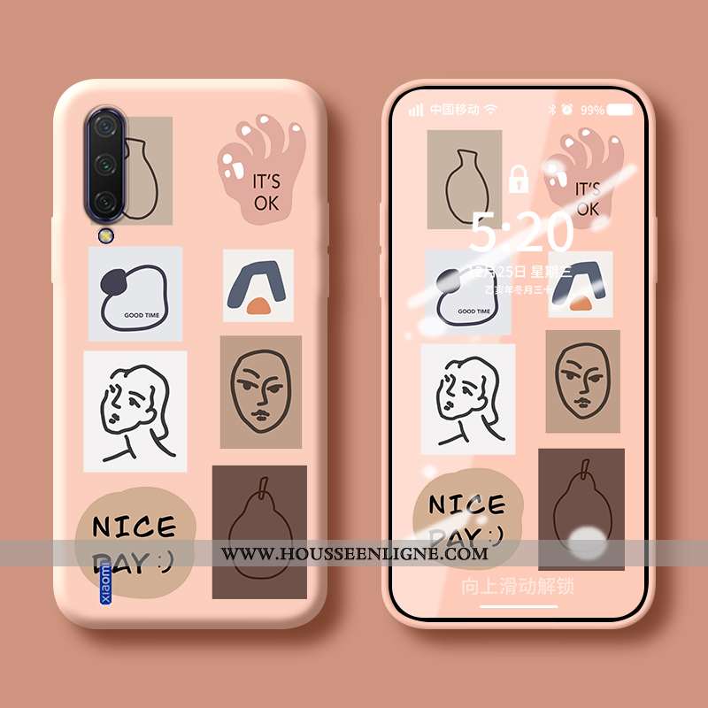 Étui Xiaomi Mi 9 Fluide Doux Silicone Personnalité Petit Simple Protection Bleu