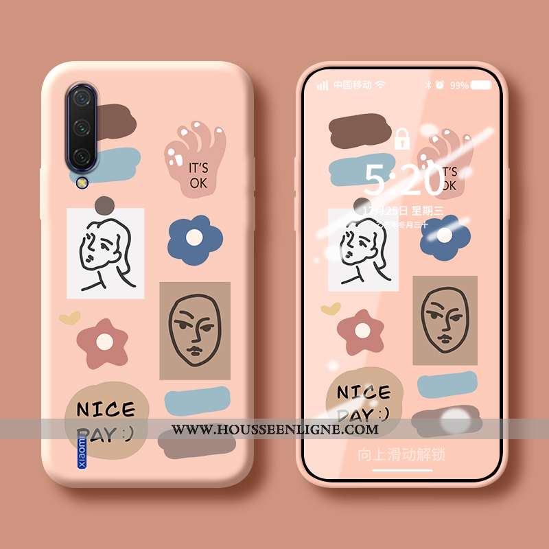 Étui Xiaomi Mi 9 Fluide Doux Silicone Personnalité Petit Simple Protection Bleu