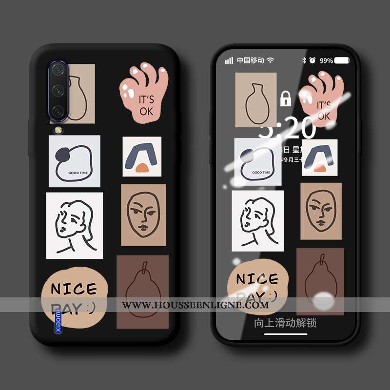 Étui Xiaomi Mi 9 Fluide Doux Silicone Personnalité Petit Simple Protection Bleu