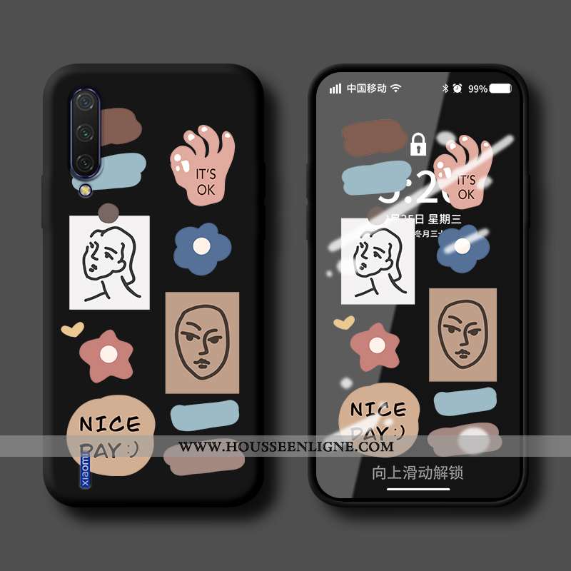 Étui Xiaomi Mi 9 Fluide Doux Silicone Personnalité Petit Simple Protection Bleu