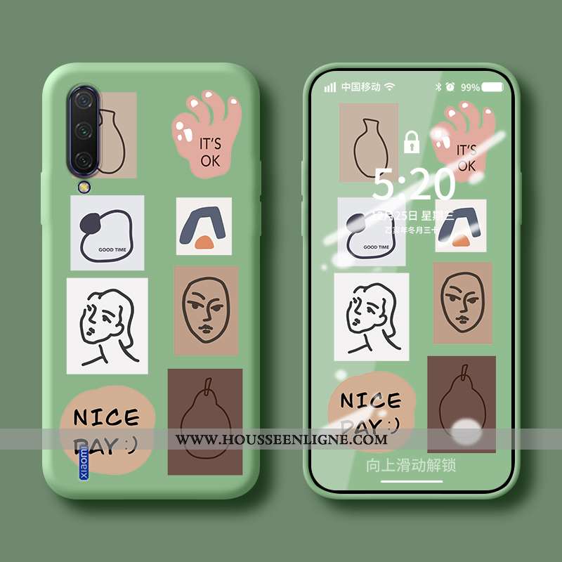 Étui Xiaomi Mi 9 Fluide Doux Silicone Personnalité Petit Simple Protection Bleu