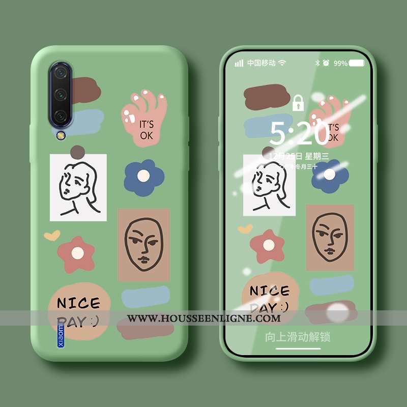 Étui Xiaomi Mi 9 Fluide Doux Silicone Personnalité Petit Simple Protection Bleu