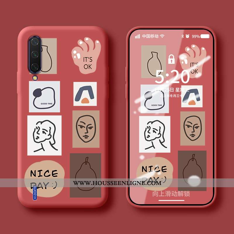 Étui Xiaomi Mi 9 Fluide Doux Silicone Personnalité Petit Simple Protection Bleu
