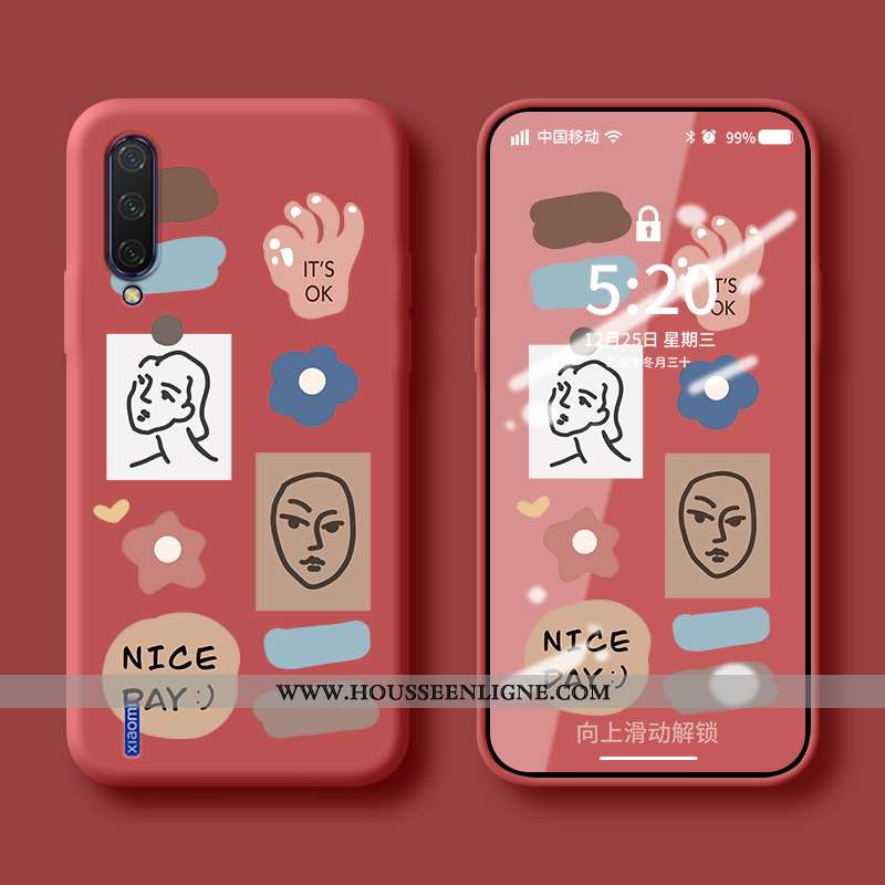 Étui Xiaomi Mi 9 Fluide Doux Silicone Personnalité Petit Simple Protection Bleu