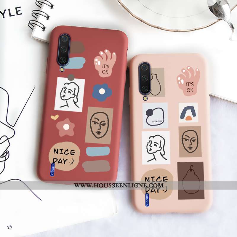 Étui Xiaomi Mi 9 Fluide Doux Silicone Personnalité Petit Simple Protection Bleu