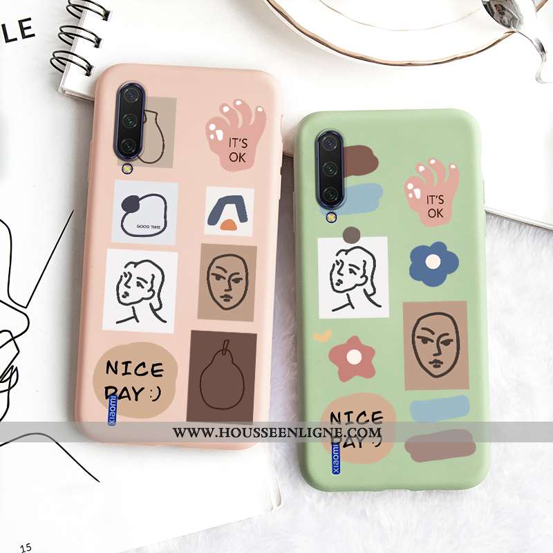 Étui Xiaomi Mi 9 Fluide Doux Silicone Personnalité Petit Simple Protection Bleu