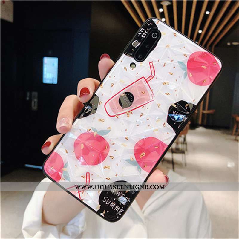 Étui Xiaomi Mi 9 Lite Coque En Silicone Protection Point D'onde Créatif Rouge Losange Blanche
