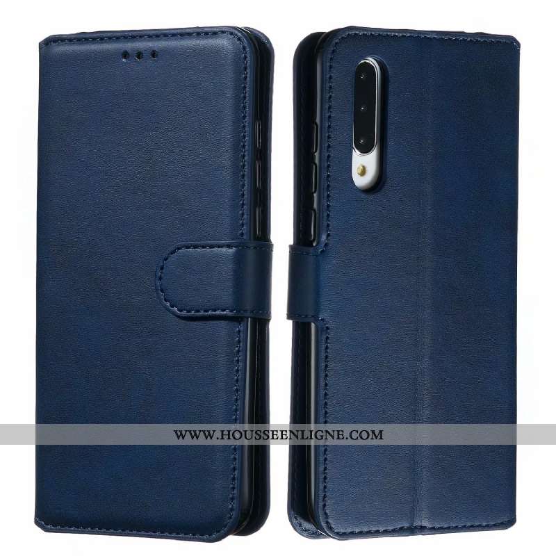 Étui Xiaomi Mi 9 Lite Cuir Fluide Doux Portefeuille Coque Tout Compris Housse Petit Bleu Foncé