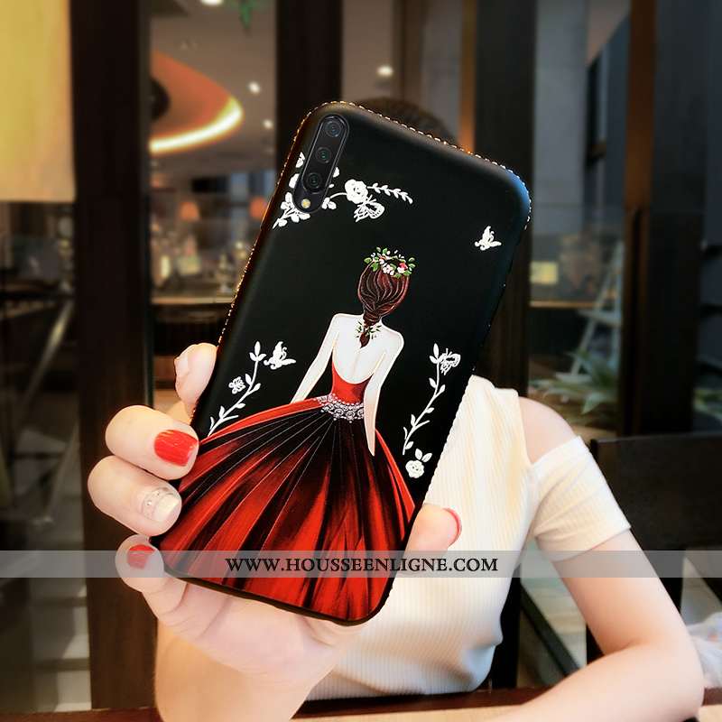Étui Xiaomi Mi 9 Lite Protection Incruster Strass Tout Compris Cuir Incassable Cou Suspendu Rouge