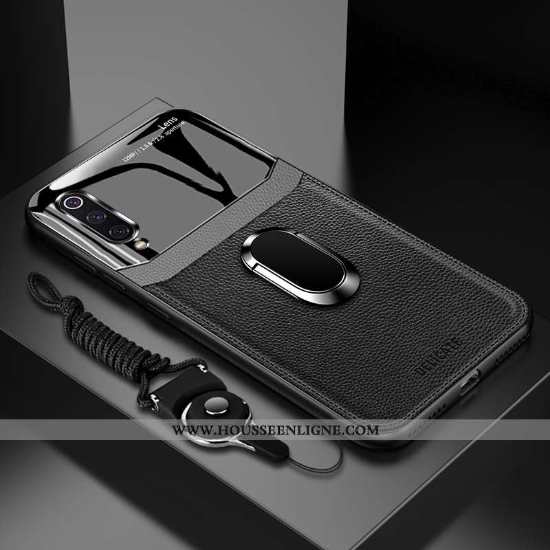 Étui Xiaomi Mi 9 Lite Protection Verre Anneau Personnalisé Incassable Téléphone Portable Marron