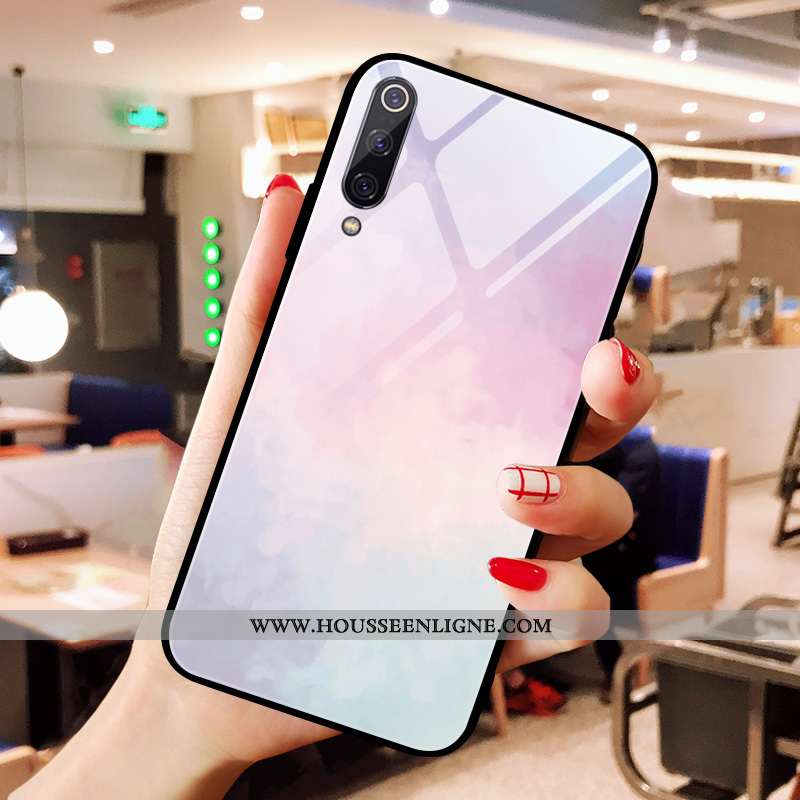 Étui Xiaomi Mi 9 Lite Verre Créatif Amoureux Rouge Vent Net Rouge Nouveau Rose