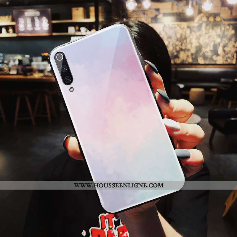 Étui Xiaomi Mi 9 Lite Verre Créatif Amoureux Rouge Vent Net Rouge Nouveau Rose