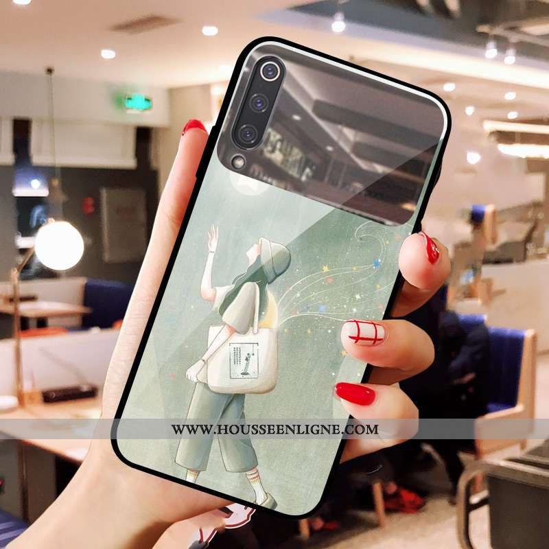 Étui Xiaomi Mi 9 Se Charmant Verre Téléphone Portable Frais Miroir Maquillage Coque Verte